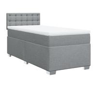 PUGYNBK Lit Box Spring avec matelas gris clair 80 x 200 cm | Sommier à ressorts ensachés, couvre-matelas doux, tête et pieds robustes