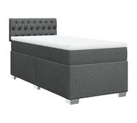 PUGYNBK Lit Box Spring avec matelas gris foncé 100 x 200 cm | Sommier à ressorts ensachés, couvre-matelas doux, tête et pieds robustes