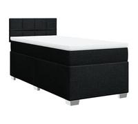 PUGYNBK Lit Box Spring avec matelas noir 90 x 190 cm | Sommier à ressorts ensachés, couvre-matelas respirant, tête et pieds robustes