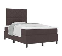 PUGYNBK Lit Box Spring marron foncé 120 x 190 cm | Tête de lit réglable, matelas fermeté moyenne, bois massif, montage facile