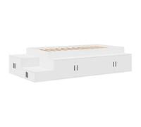 PUGYNBK Lit de rangement 75 cm Bois Ingénierie | Étagère intégrée, portes charnières, base lattes, pin massif, sans sommier