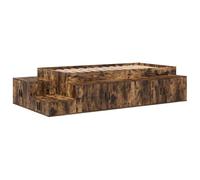 PUGYNBK Lit de rangement chêne fumé 90 cm | Bois de pin, étagères intégrées, base lattes, portes charnières, sans sommier