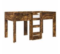 PUGYNBK Lit superposé en bois chêne fumé 90 x 200 cm | Structure empilable pour petits espaces, 2 niveaux, montage simple, finition robuste