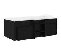 PUGYNBK Lits superposés Loft avec armoire, bois, noir, 3 pièces | Design minimaliste, échelle incluse, gain de place, pour petite chambre