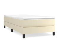 PUGYNBK Structure de lit avec sommier en cuir synthétique crème 100 x 200 | Base robuste, pieds robustes, lattes en contreplaqué, nettoyage facile, sans matelas