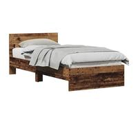 PUGYNBK Structure de lit avec tête de lit en bois vieilli 75 x 190 cm | Lattes fixes, pieds surélevés, assemblage requis, pour chambre moderne