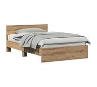 PUGYNBK Structure de lit avec tête de lit en chêne Artisan 193 x 125 x 70 cm | Bois élaboré, lattes fixes, pieds surélevés, assemblage requis, 2 personnes