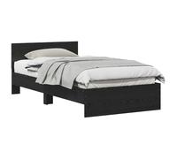 PUGYNBK Structure de lit avec tête de lit en chêne noir 203 x 104 x 70 cm | Bois élaboré, lattes fixes, pieds surélevés, assemblage requis, 2 personnes