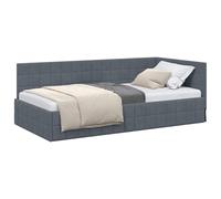 PUGYNBK Structure de lit d'angle gris foncé 100 x 200 cm | Sommier fixe bois et métal, tête de lit gauche ou droite, usage intérieur