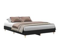 PUGYNBK Structure de lit en chêne noir 203 x 143 x 25 cm | Cadre en bois résistant, design minimaliste, sans sommier, montage avec 2 personnes, nettoyage facile