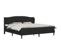 PUGYNBK Structure de lit en velours noir 200 x 200 cm | Contreplaqué résistant, sommier fixe, rangement caché, pieds coniques