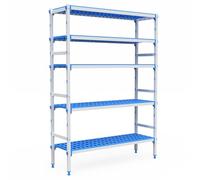Rayonnage Aluminium 5 Niveaux Compatible Bac GN 2/3 - L 4710 à 5830 mm - - 5725 mm