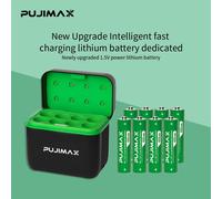 PUJIMAX 1.5V tension constante AA Rechargeable Li-ion 4255mWh batterie avec affichage LED Intelligent arc-look chargeur de batterie ensemble 8pcs AA Battery