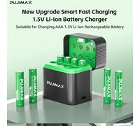 PUJIMAX - batterie Lithium-ion Rechargeable 1.5V AAA 1100mWh, avec chargeur de batterie intelligent, ensemble de Batteries disponibles individuellement 16pcs AAA Battery