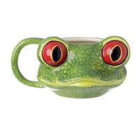 Pukinator Mug en céramique avec grands yeaux grenouille, hauteur 8 cm, largeur 15,5 cm, profondeur 12,5 cm, Vert