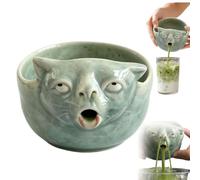 Puking Cat Bol à matcha en céramique Chawan pour fouetter | Visage de chat 3D drôle et fantaisiste, bec verseur, argile émaillée, compact 350 ml, cérémonie de thé