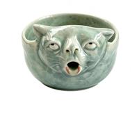 Puking Cat Matcha Bowl,Whimsical Cat Face Design Iced Matcha Pour Bowl | Handmade Ceramic Cat Matcha Bowl,Ceramic 3D Cat Green Chawan Matcha Bowl for Matcha Lovers and Unique Japanese Tea Gift