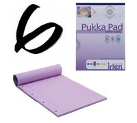 Pukka Bloc-notes ligné avec marge Lot de 6 blocs de 50 feuilles de 80 g/m² Format A4 Lavande