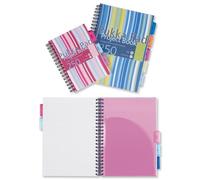 Pukka Pad Lot de 3 Cahiers à spirales avec couverture plastique, format A5, 3 intercalaires, 250 pages avec lignes , papier 80 g/m² - différentes couleurs, réf. Proba5
