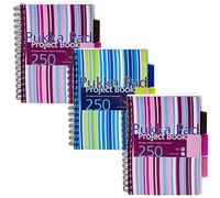 Pukka Pads PROBA5 Lot de 3 cahiers de projet à spirale avec couverture plastique Format A5 3 intercalaires 250 pages lignées 80 g/m² Couleurs assorties