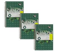 Pukka Pads Réf RCA5/110 Cahier en papier recyclé Reliure intégrale Ligné et perforé 80 g/m² 110 pages A5 Lot de 3 (Import Royaume Uni)