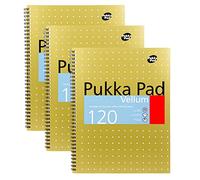 Pukka VJM/1 Lot de 3 blocs de papier vélin ligné à spirales 120 pages Format A4