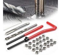 PULCINELLI 30 Pcs Réparation de Filetage M5, Insert de Filetage Métrique | Set Helicoil avec Foret Taraud t 25 Inserts en Acier pour Réparer les Fils Endommagés, Outil de Maintenance Automobile