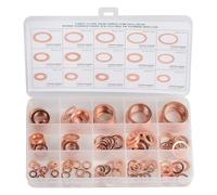 PULIANGLIU 150 Pz Rondelles en Cuivre, Joints d'Étanchéité Plats | Kit Assortiment Bagues d'Étanchéité M5-M22 pour Moteur, Plomberie, Vidange, avec Boîte de Rangement, 150 Pièces
