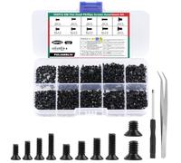 PULIANGLIU 500 Pz Viti M2 M2.5 M3 Testata Svasata, Kit Nero | Assortiment de Vis à Tête Plate Cruciforme pour Ordinateur Portable, PC, Électronique, Boîte de Rangement, 500 Pièces