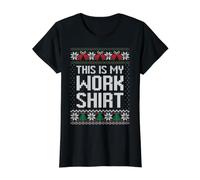 Pull de Noël Moche avec Inscription « This is My Work Shirt » T-Shirt Graphique avec Valeur, Femme, Noir, M