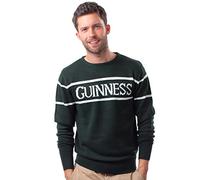 Pull Maille Tricot Homme Guinness Officiel avec Inscription Guinness en Blanc, Vert Bouteille