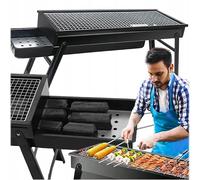 Pullmer Barbecue de pique-nique, mini barbecue pliable, barbecue portable au charbon de bois pour l'extérieur, le jardin, les fêtes (60 x 22 cm)