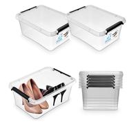 Pullmer Boîte de rangement avec couvercle, contenant de rangement, boîtes empilables, caisses, boîte en plastique lot de 2, boîtes 12,5 L, 39 x 29 x 16,5 cm