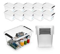 Pullmer Boîte de rangement avec couvercle, contenant de rangement, boîtes empilables, caisses, boîte en plastique lot de 10, boîtes 2 L, 19,5 x 15 x 11 cm