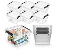 Pullmer Boîte de rangement avec couvercle, contenant de rangement, boîtes empilables, caisses, lot de 6 boîtes en plastique, boîtes de 3 L, 20x20x12 cm