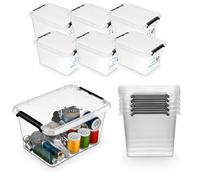 Pullmer Boîte de rangement avec couvercle, contenant de rangement, boîtes empilables, caisses, lot de 6 boîtes en plastique, boîtes de 2 L, 19,5 x 15 x 11 cm