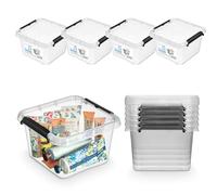 Pullmer Boîte de Rangement avec Couvercle, Contenant de Rangement, Boîtes Empilables en Plastique, Lot de 4, 3 L, 20x20x12 cm