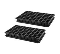 Pullmer Plaque de culture racines profondes avec soucoupe avec 60 trous de plantation, plaque de pot, lot de 2, plateau de semis pour 60 pots, 46 x 46 mm par plateau, parfait pour les semis ou les