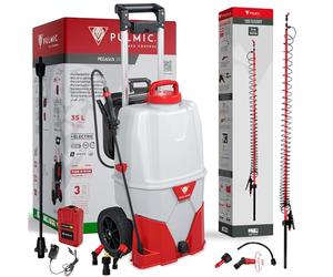 PULMIC Kit Premium Pulvérisateur Électrique 35L + Lance Télescopique 5m, 4 Bar, Tuyau 6m, Autonomie 7h. pour Nettoyage de Toits (Pulverisateur 35 litres + Lance télescopique 5 m)