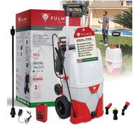 PULMIC Pulvérisateur Électrique Toiture 18V Batterie Lithium, Pression Réglable 1-4 Bar, Tuyau 6 m, Buses Incluses, Autonomie 7h