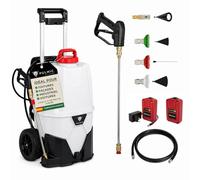 Pulmic Pulvérisateur Électrique Toiture et Façades pour Démoussage et Nettoyage en Hauteur, Pulvérisateur Longue Portée 10 m, Pression 7 Bar, Autonomie 6 h, Pulverisateur à Roues Traitement Fongicide