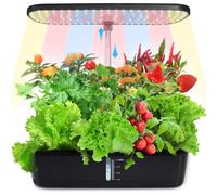 Puluomis Hydroponics Growing System,12 Pods Kit de jardinage d'herbes aromatiques en intérieur avec LED Grow Light Système de jardinage, minuterie automatique, hauteur réglable, réservoir d'eau de 4L