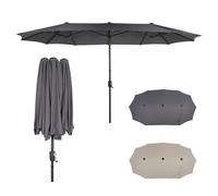 Puluomis Parasol 400 x 200 x238cm UPF 50+ avec manivelle sans support Parasol de balcon Parasol de plage Parasol de marché Parasol de jardin gris