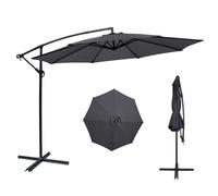 Puluomis Parasol réglable avec manivelle sans pied, Ø300cm UPF 30+ cadre aluminium Parasol de balcon Parasol de plage Parasol de jardin gris