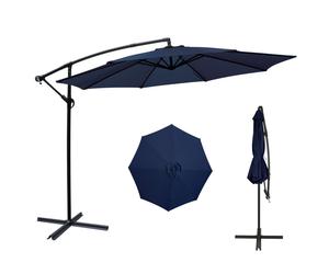 Puluomis Parasol réglable avec manivelle sans pied, Ø300cm UPF 30+ cadre en aluminium Parasol de balcon Parasol de plage Parasol de jardin bleu