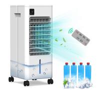 Puluomis Refroidisseur d'air 3 en 1 à 3 vitesses 8L, minuterie 12h et télécommande Ventilateur avec refroidissement par eau Climatiseurs mobiles jusqu'à 25m²