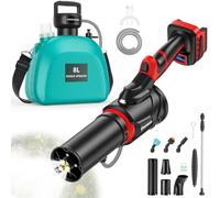 Pulvérisateur 3 en 1 alimenté par batterie compatible avec batterie | Pulvérisateur électrique de 2 litres (non inclus), souffleur de feuilles sans fil turbo, 4 buses, atomiseur à haute portée de