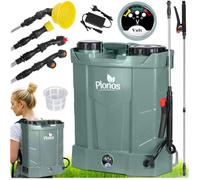 Plonos Pulvérisateur à batterie PL-602 16 L – 12 V 8 Ah, 4 buses, autonomie 9h – Gris