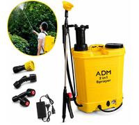 Pulvérisateur à dos 16L ADM 2-en-1 électrique et manuel avec batterie rechargeable, 4 buses pour jardin et agriculture