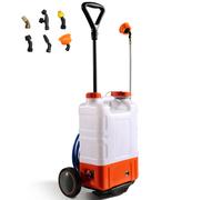 Pulvérisateur à dos à batterie SucceBuy avec chariot, pression réglable de 0 à 94 PSI, réservoir de 4 gallons sur roues, couvercle à large ouverture pour pulvérisation 4 Gallon